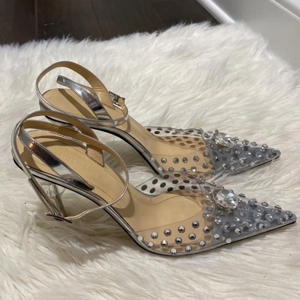 Mach and Mach‎ Crystal Embellished Clear Ankle Strap pump